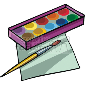 Cartoon paintbrush and paints 