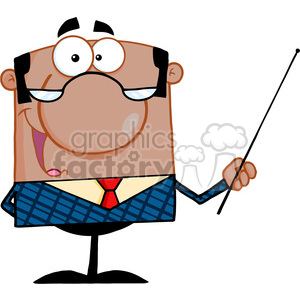 Clipart of African American Business Manager Gesturing With A Pointer Stick