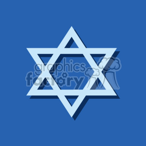 Jewish Star of David flat vector art on blue background