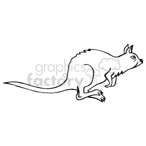 The line art drawing shows a kangaroo mouse, which is a mouse that has long rear legs and can jump like a kangaroo. This image shows one in mid-jump