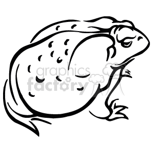 The image is a line drawing or a clipart of a frog or toad. It shows the frog in profile with visible details like its eyes, limbs, and characteristic textured skin which includes spots or bumps.