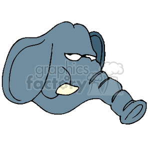 This clipart image features a stylized depiction of an elephant that appears to be unhappy or angry. It is a simple representation with a limited color palette, focusing on the outline of the elephant's head, trunk, and a portion of its body, with an emphasis on the facial expression to convey emotion
