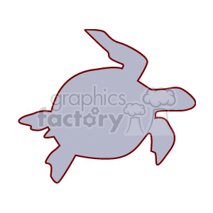 The image is a simple clipart silhouette of a sea turtle. It is a stylized representation, lacking detail, but the overall shape suggests the flippers and the shell characteristic of marine turtles.