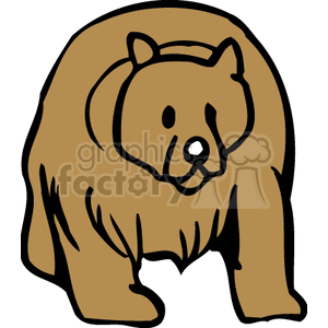 The image is a simple, stylized clipart of a brown bear, also known as a grizzly bear. The bear is facing forward and the illustration has a cartoon-like, abstract feel with minimal details and bold outlines to define the shape of the bear.