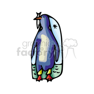 Blue penguin eating a fish