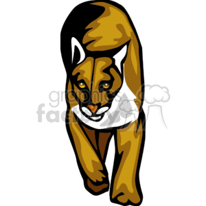 The clipart image depicts a stylized illustration of a large feline, most likely meant to represent a Florida panther. The illustration features characteristic elements such as a tawny coat with darker markings, and a facial expression typical of big cats. The Florida panther is a subspecies of cougar (also known as a puma) that resides in the forests and swamps of southern Florida in the United States.