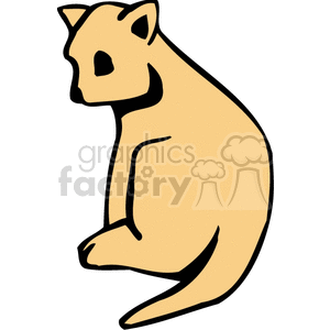This clipart image depicts a simplified, cartoon-style representation of a seated orange or yellow cat. The cat is facing to the side with its head turned to look over its shoulder. The image has a very minimalistic design, with the cat's form outlined in black, giving it a bold and graphic appearance.