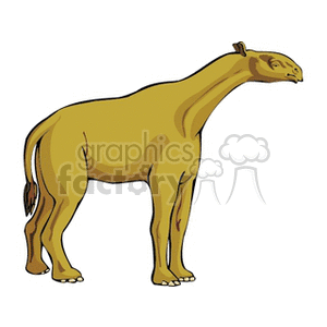 The image is a clipart illustration of a Moropus, which was an ancient mammal that looked similar to a mix between a dinosaur and a camel, belonging to a group of extinct animals known as chalicotheres.