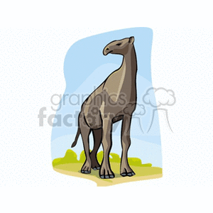 This clipart image features a stylized illustration of a dinosaur. The dinosaur has a long neck and stands on two legs, which suggests it could be a depiction of a theropod or a sauropodomorph, although it's not anatomically accurate to any specific genus.