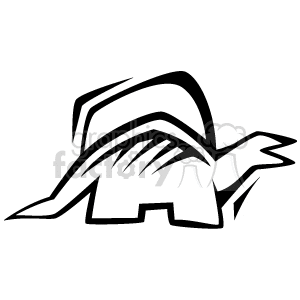The image is a simple black and white clipart of a stylized dinosaur. It's an abstract, cartoonish representation, showcasing a playful and artistic take on the ancient creature, likely designed for use in a casual or educational context related to dinosaurs.