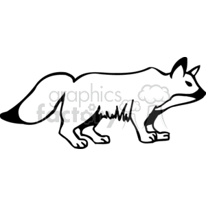 The clipart image shows a stylized outline of a canine animal. It appears to be a fox, depicted in a side profile walking pose.