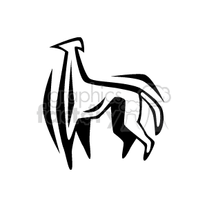 This clipart image features a stylized, abstract representation of a dog. The image is a black and white silhouette showing the outline of a dog with exaggerated features and angles, giving it a modern and artistic look.
