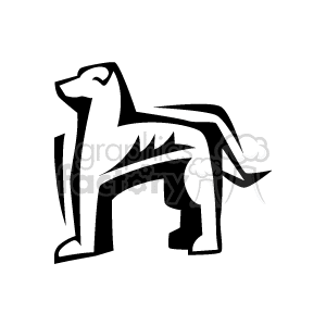 The clipart image features a stylized silhouette of a dog. The dog appears to have a strong, confident stance with a raised head and tail.
