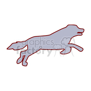 The clipart image shows a stylized illustration of a running dog. The image is simplistic with a clear outline and minimal detailing, depicting the movement of the dog.