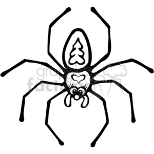 This clipart image depicts a stylized spider, an eight-legged arachnid commonly associated with being an insect, although scientifically classified separately.