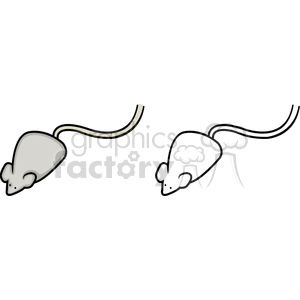 The image shows two stylized representations of two mice. They have simplified shapes reminiscent of the profile of a mouse and their tails