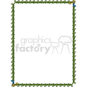 The image is a decorative border with a motif of green vines or leaves intertwined, creating a frame around a central blank space that can be used to insert text or other images. The corner accents feature golden keys integrated into the border design, adding a distinctive element to the frame. The overall style is reminiscent of classic or vintage decoration, often used to embellish pages or highlight content.