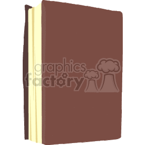 The image depicts a standing brown hardcover book. The design is simplistic, ideal for representing educational themes, reading, back-to-school, or learning concepts in a clipart format.