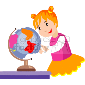 A Girl Student Looking at a Globe