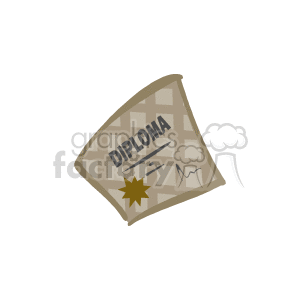 The clipart image depicts a rolled diploma certificate with a ribbon or seal and a gold star affixed to it. This symbolizes the achievement of completing an educational program or degree.