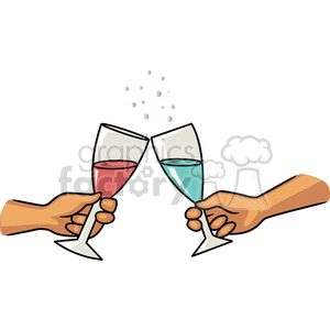 two hands giving cheers with wine glasses