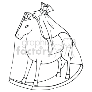 The clipart image shows a rocking horse within something that looks like a sack that is see through. The general feel is that this is a gift, wrapped up ready to be opened on Christmas day.