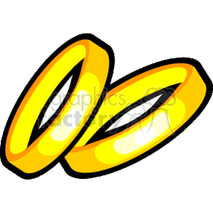 This is a clipart image of two gold wedding bands, often used to symbolize marriage or engagement.