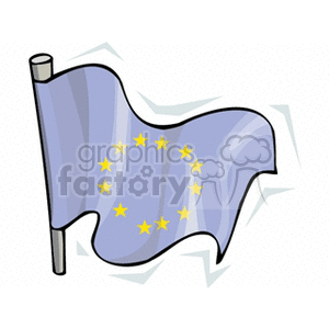 The clipart image depicts a stylized version of the flag of the European Union (EU). The flag is recognizable by its circle of twelve golden stars on a blue background.