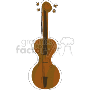 This clipart image features a stylized depiction of a cello, a stringed musical instrument commonly used in classical music ensembles and orchestras. The cello is vertically oriented with a pronounced curved body, a slender neck, and tuning pegs at the top. It's a simple and clean representation suitable for educational materials, music-themed designs, and more.