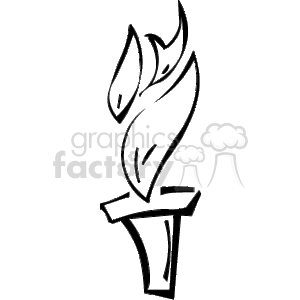 The image is a line drawing of a torch with flames emerging from its top. The flames are stylized and simplified, conveying the essence of fire.