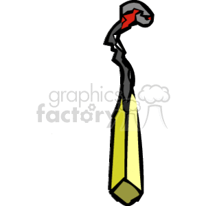 The image appears to be a clipart representation of a burnt matchstick. The matchstick has a blackened and charred appearance at the end which suggests it was previously lit and has a residual ember glowing at the tip. The body of the matchstick is yellow, typical of wooden matches, and it seems to be smoldering with a wisp of smoke rising from the burnt end.
