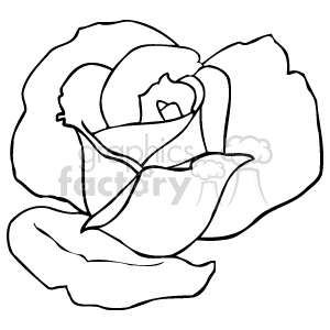 The clipart image displays a simple line drawing of a flower, which appears to be a rose based on the layered petals and overall shape.