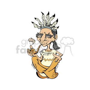 Indian smoking a piece pipe