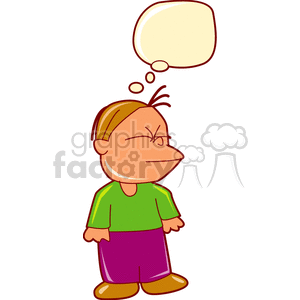 Royalty-free clipart picture of a A cartoon boy with his eyes closed 