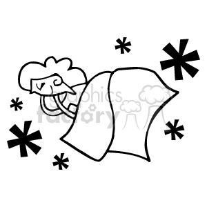 The clipart image shows a stylized person sleeping comfortably under a blanket. There are several simplistic star shapes scattered around, suggesting a restful night atmosphere.