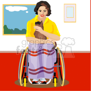 A Happy Woman in a Wheelchair Holding a Cat