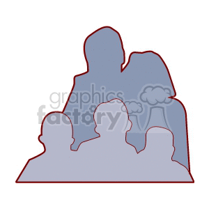 Silhouette of a mother and father with three children