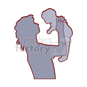 Silhouette of a mother holding her baby in the air