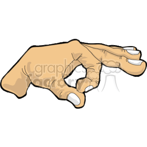 The clipart image shows a single hand gesture with the thumb and fingers touching to form an open circle, which can signify OK or represent a specific hand sign depending on the context.

