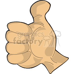 The clipart image features a cartoon representation of a hand gesturing a thumbs up. The image portrays a positive message often associated with approval, agreement, or acknowledgment that something is good or correct.
