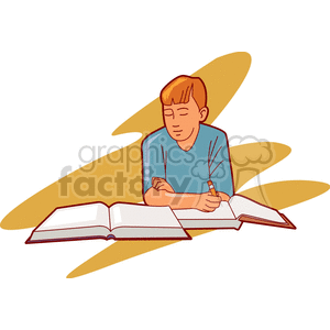 A boy studying