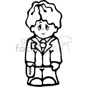 The clipart image depicts a boy styled as a professional, likely representing a businessman, lawyer, or salesman. He is wearing a suit and carrying a briefcase. The image is simple, with a cartoonish design and lacks color—it is in black and white. 