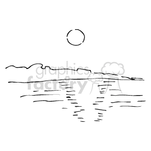 The clipart image appears to depict a simplified line drawing of an ocean scene, likely representing the East Coast with a body of water, gentle waves, and the outline of a coastline or horizon. There's also a circular shape in the sky which could be interpreted as the sun or moon.