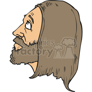 The clipart image depicts a stylized profile of a man with a beard and long hair that could be interpreted as a representation of Jesus, commonly recognized by Christian religion.