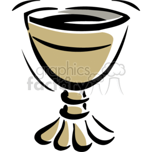 The clipart image shows a chalice, which is a cup typically used in Christian sacraments, such as the Eucharist. The chalice is depicted in a stylized form with a two-tone color scheme, having a beige or tan cup section and a black liquid content, resting on a base with decorative elements.