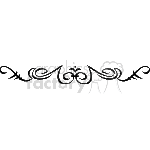 The image features a black and white ornamental design with intricate swirls and curls, reminiscent of classic filigree work often found in decorative arts. It's symmetrical with a central motif flanked by two matching scroll-like elements.