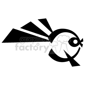 The image is a black and white clipart of a stylized fish with spaces or gaps within its body that could represent speed or motion. The fish has a prominent eye and fin details suggesting movement.