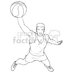 The clipart image features a stylized depiction of a basketball player in motion. The player is in an athletic stance, wearing a tank top and shorts, which is typical basketball attire. They are reaching out with one arm to shoot or pass the basketball.