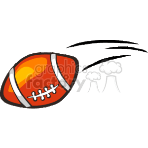 The image is a clipart depicting an American football in motion, characterized by stylized motion lines indicating that the ball is being thrown or is flying through the air after being passed.