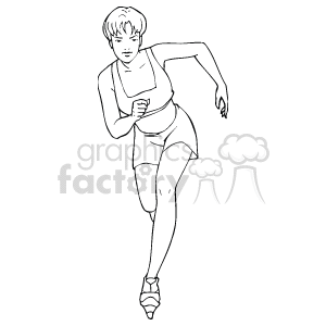 The image is a black and white clipart illustration of a person running. The runner is depicted with one foot off the ground and the arms in motion, suggesting the action of running.
